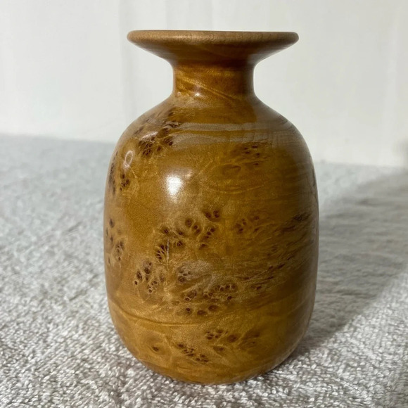 Vintage Hand Turned Burl Wood Vase - Picture 4 of 13